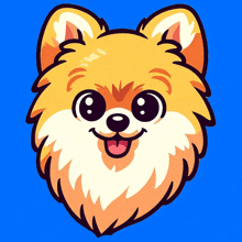 a cartoon drawing of a pomeranian dog smiling with its tongue out