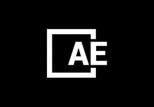 the letter ae is written in a white square on a black background .