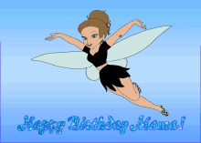 a cartoon of a fairy flying with the words happy birthday mama below her