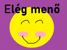 a yellow smiley face on a purple background with the words eleg meno above it