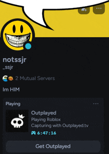 a screenshot of a person 's profile with a smiley face on it