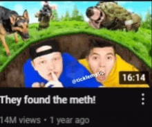 a screenshot of a video that says they found the meth !