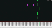 a computer screen shows a piano keyboard with a colorful pattern on it