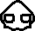 a pixel art illustration of a skull with headphones on a white background .