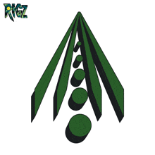 a green and black arrow with the letters rigz on the bottom right