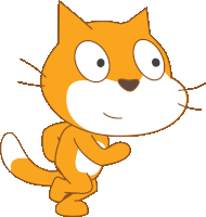 a cartoon drawing of an orange cat with a white nose