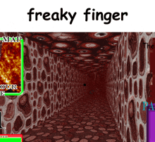 a video game called freaky finger shows a long hallway