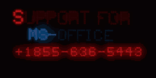 a neon sign says support for ms-office