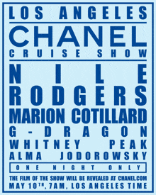 a blue poster for the los angeles cruise show