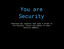 a screenshot of a video game says you are security