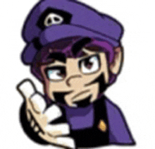 a cartoon character wearing a purple hat and a beard is giving a thumbs up .