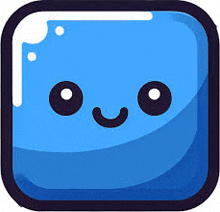 a cartoon illustration of a blue square with a face on it .