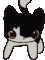 a pixel art drawing of a black and white cat .