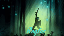 a silhouette of a person holding a sword with the word reglas written below it