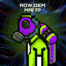 a pixel art of a person with the words " how gem mai " on the top