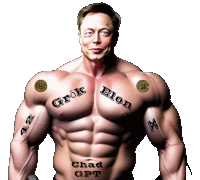 a man with a tattoo on his chest that says " grok elon "