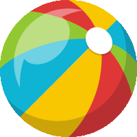 a colorful beach ball with a white circle in the middle