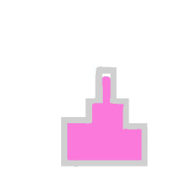 a pixel art drawing of a pink pyramid with a white border .