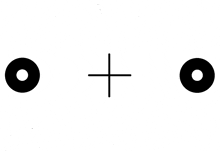 two black circles with a cross in the middle