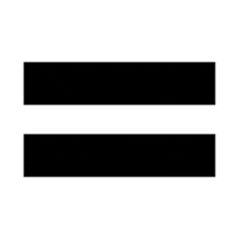 a black and white image of a equal sign on a white background .