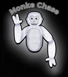 a monke chase logo with a white monkey waving