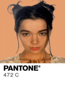 a woman 's face is on a pantone color palette