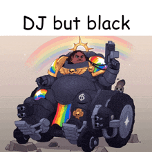 a cartoon of a robot with the words dj but black