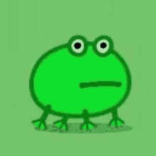 a green frog with glasses is standing on a green background and making a funny face .