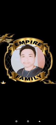 a picture of a man in a gold frame with the words empire family on it