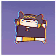 a cartoon drawing of a cat wearing headphones and a hoodie