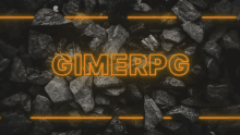 the word gimerpg that is on a rocky background