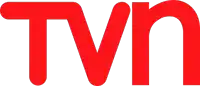 a tvn logo that is red on a white background