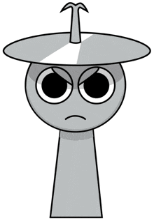 a black and white drawing of a cartoon character with a hat on