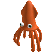 a cartoon squid with big eyes and tentacles on a white background