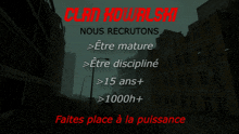 a poster that says clan houdrichi nous recruitons