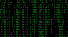 a computer screen displays a grid of numbers starting with the number 5