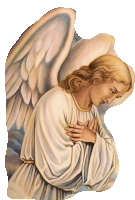 a painting of a praying angel with his hands folded