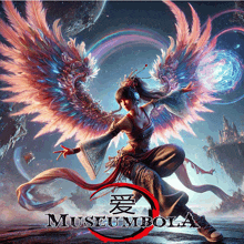 a painting of a woman with wings and the word museumbola