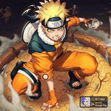 a picture of naruto with a google play icon