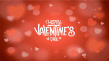 a red background with hearts and the words happy valentine 's day on it