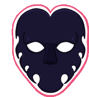 a cartoon drawing of a heart shaped mask