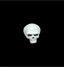 a white skull on a black background with a serious look on its face