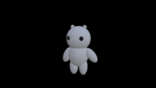 a 3d model of a white teddy bear with a black background