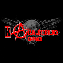 a logo for kalajeng empires with a skull in the background