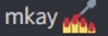 a blurred image of the word mkay with a dart