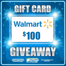 a walmart gift card giveaway is advertised on a bright blue background