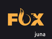 a logo for fox juna with a fox in the center