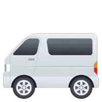 an illustration of a white van with a red tail light