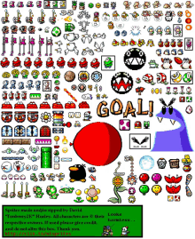 a bunch of sprites with the word goal in the middle