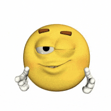 a cartoon smiley face with a winking eye and a wink on his face .